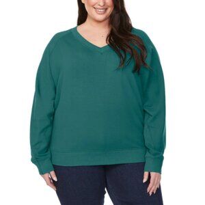 NWT Buffalo Women's Fleece V-Neck Teal Pullover Size XXL